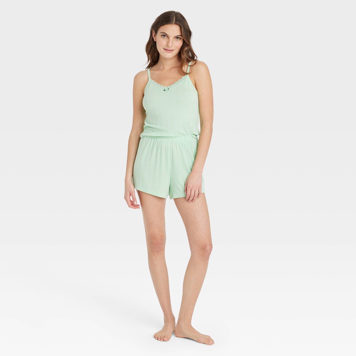 Women's Lace Trim Pajama Set - Colsie™ Black Dot XS | Target