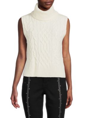 Sleeveless Cable Knit Turtleneck Sweater | Saks Fifth Avenue OFF 5TH