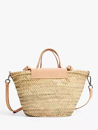 Mango Leather Handle Basket Bag, Nude | John Lewis (UK)