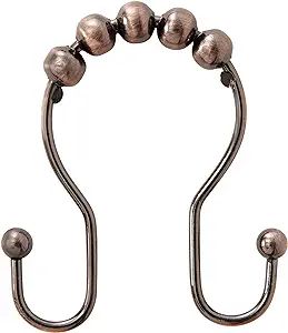Kenney KN67122 Rust-Resistant Gliding Metal Beaded Shower Curtain Rings with Double Hang Hooks fo... | Amazon (US)
