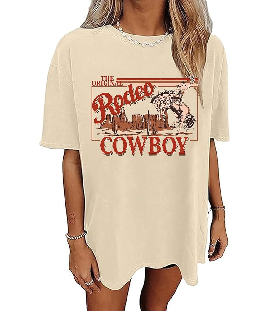 Western Shirts for Women Vintage Rodeo Shirts Wild West Cowboy T Shirt Oversized Country Music Sh... | Amazon (US)