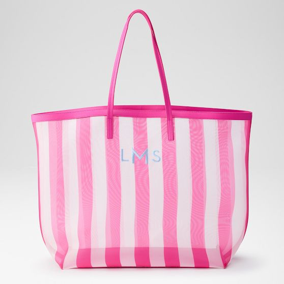 Cabana Stripe Mesh Tote | Mark and Graham