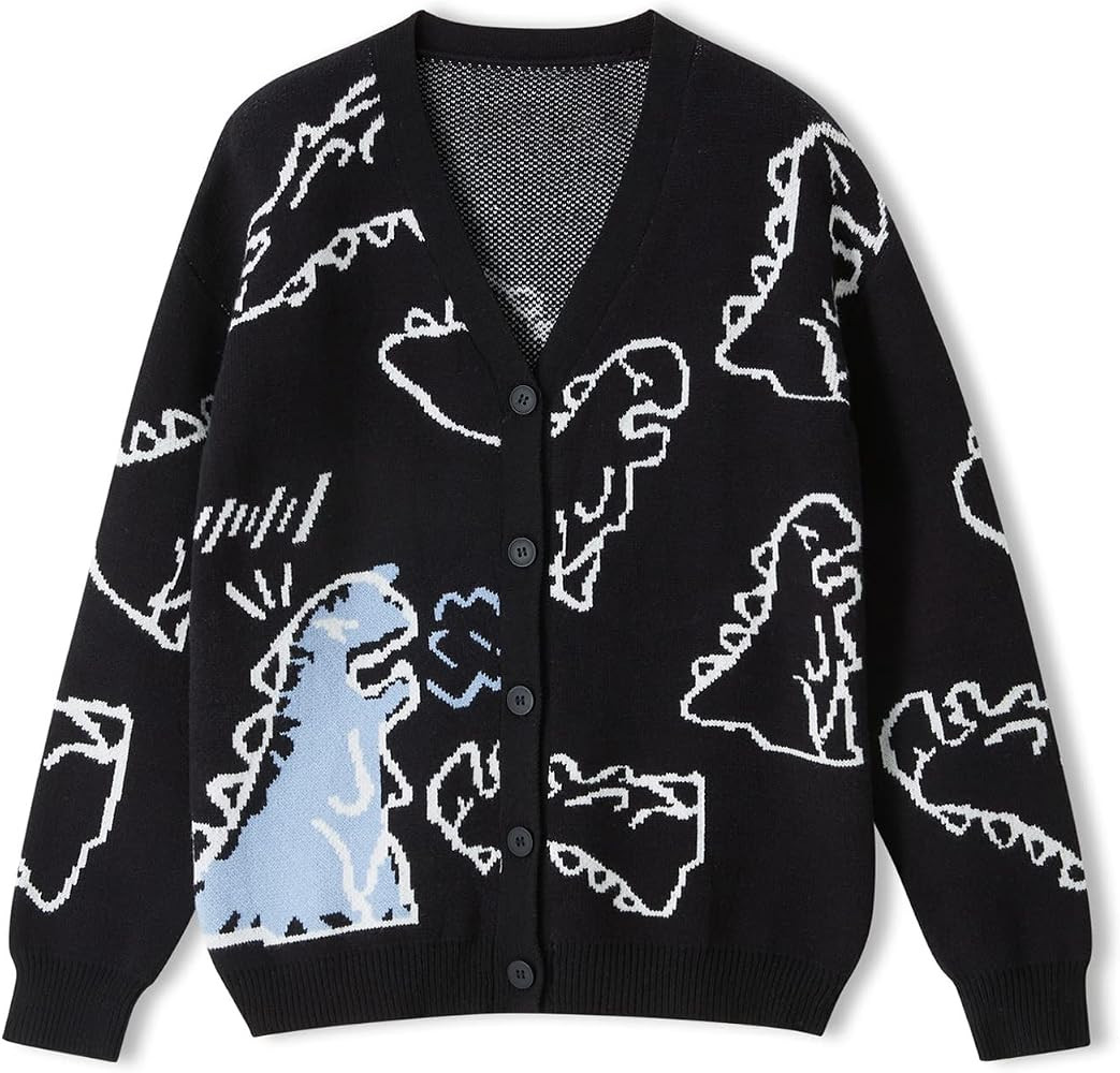 Women Dinosaur Print Knit Sweater Aesthetic Harajuku Oversized Pullover E Girl Streetwear Preppy ... | Amazon (US)
