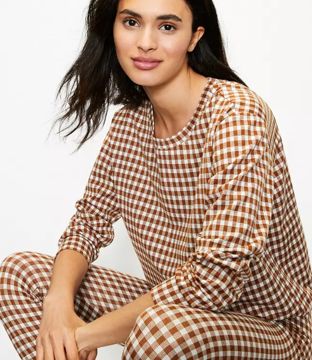 Lou & Grey Gingham Ponte Sweatshirt | LOFT