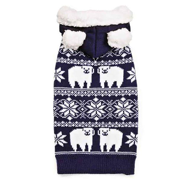 Zack & Zoey Acrylic Polar Bear Dog Sweater, Blue, S - Walmart.com | Walmart (US)