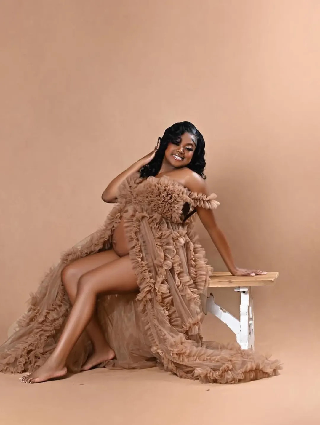 Maternity Dress for Photo Shoot, Tulle Maternity Gown, Baby Shower Photoshoot Dress, Boho Materni... | Etsy (US)