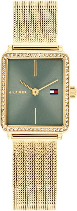 Tommy Hilfiger Women's Quartz Watch – Mini Stainless Steel Tank Case with Crystal Bezel, Mesh B... | Amazon (US)
