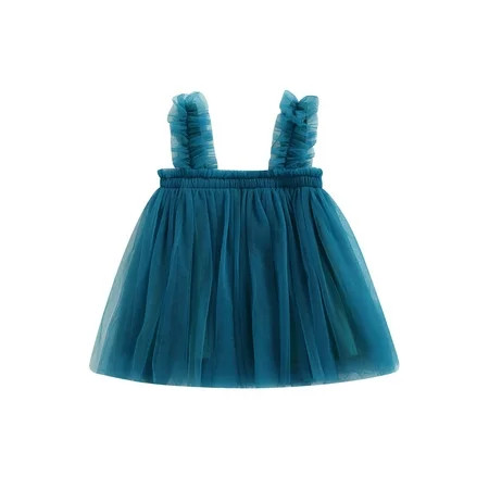Qmyliery Kids Girl’s Tulle Dresses Sleeveless Pleated Solid Summer Dresses for Party Stage Show 6 Mo | Walmart (US)