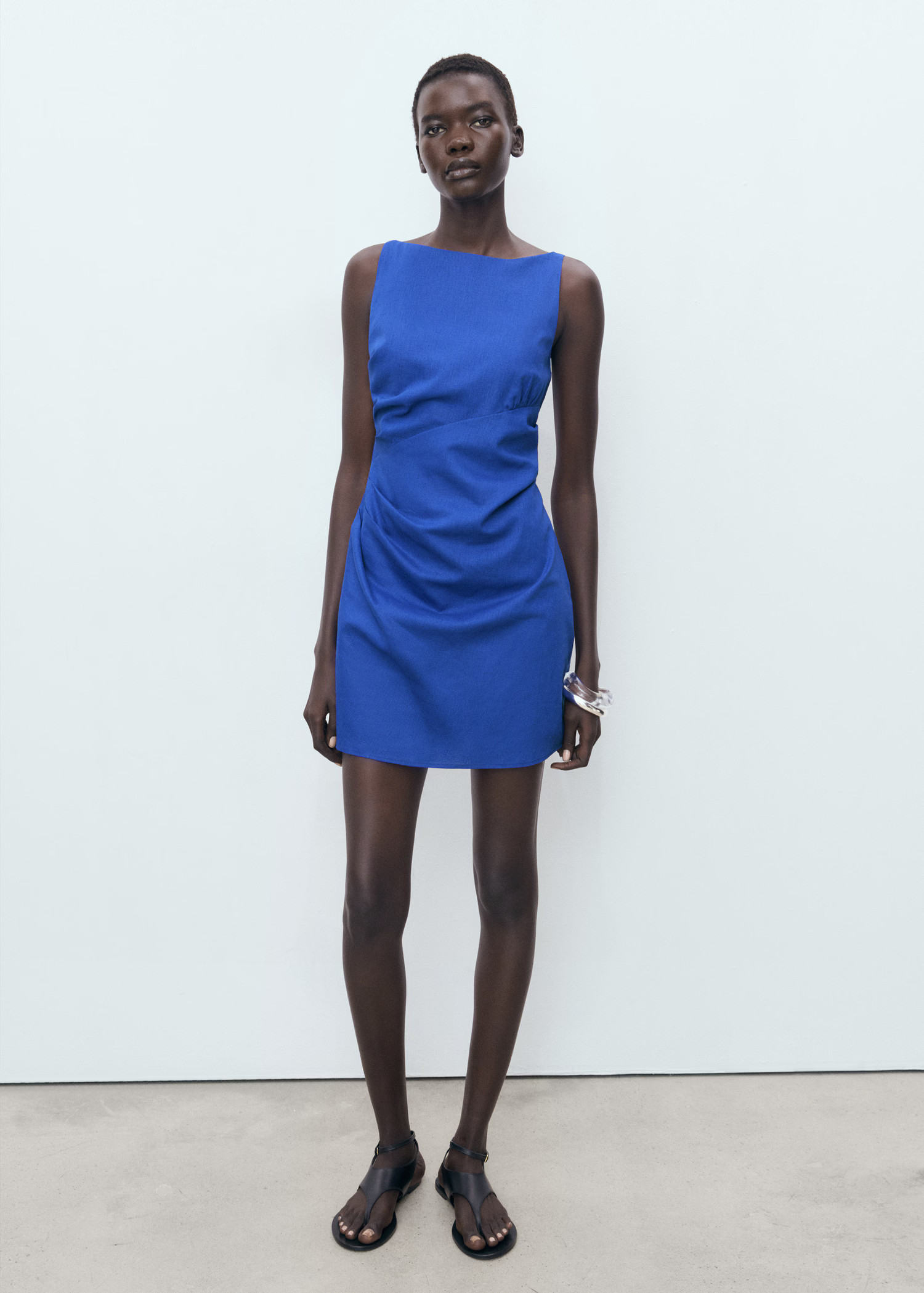 Short draped linen dress - Women | MANGO USA | Mango (US/MX/AU)