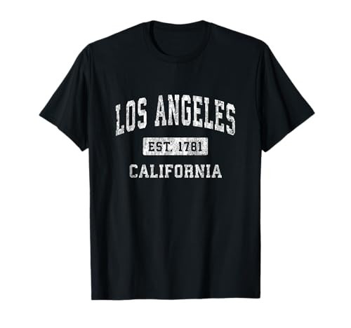 Los Angeles California CA Vintage Established Sports Design T-Shirt | Amazon (US)