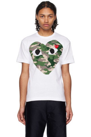 Comme des Garçons Play - White Camouflage T-Shirt | SSENSE