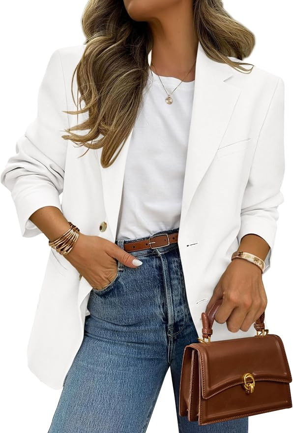 PRETTYGARDEN 2025 Blazers for Women Business Casual Long Sleeve Lapel Open Front Suit Jacket Work... | Amazon (US)