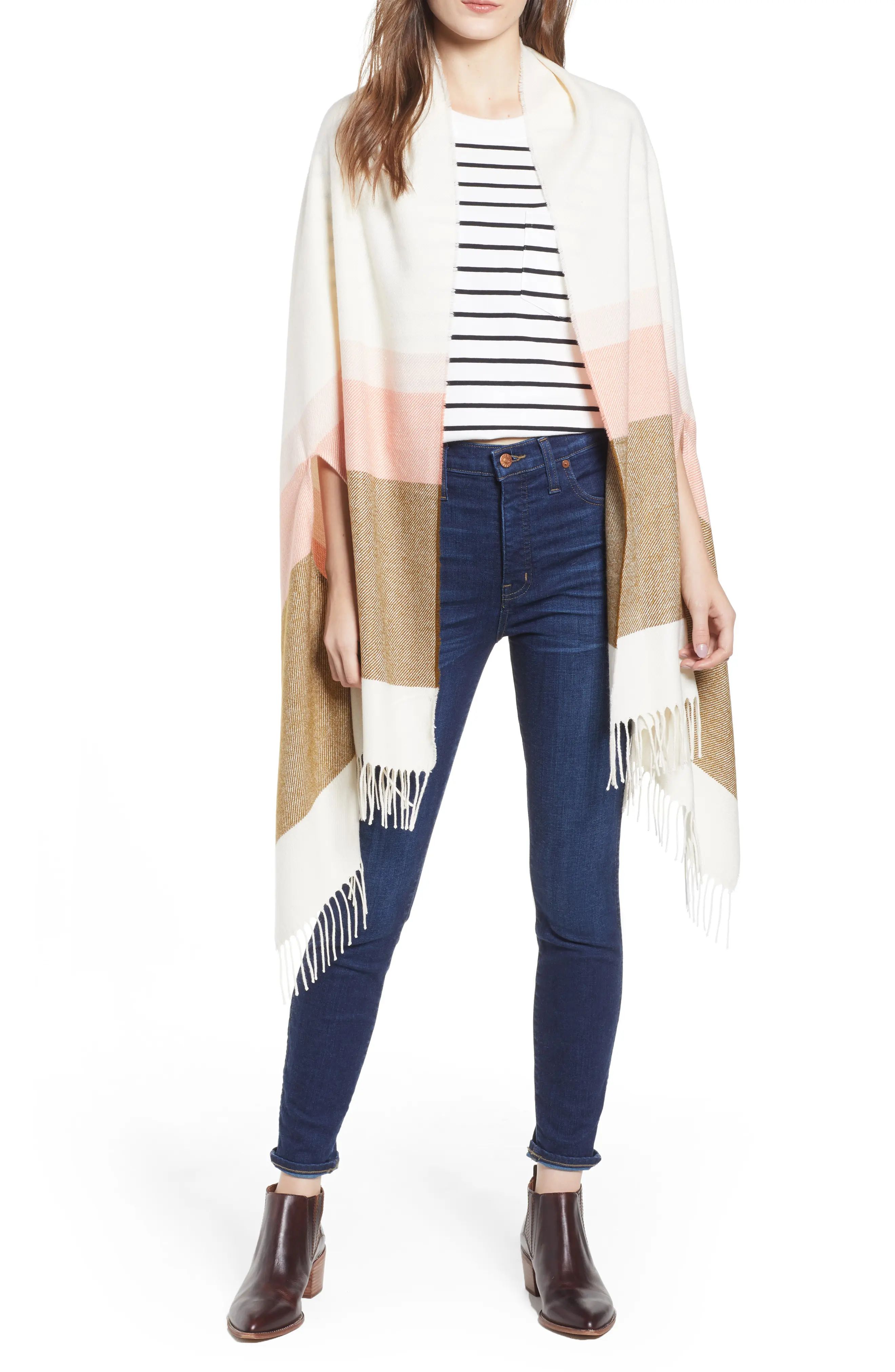 Madewell Placed Stripe Cape Scarf | Nordstrom