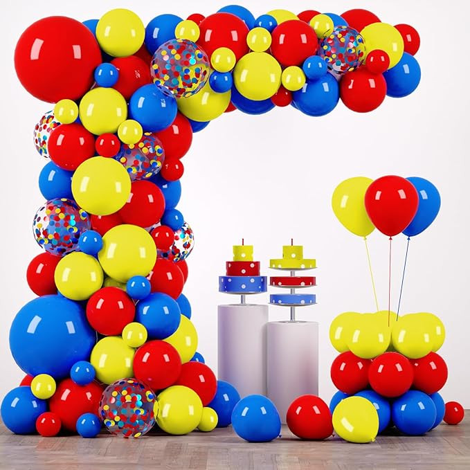 148pcs Carnival Circus Balloons Garland Arch Kit, Red Yellow Blue for Carnival Theme Graduation B... | Amazon (US)