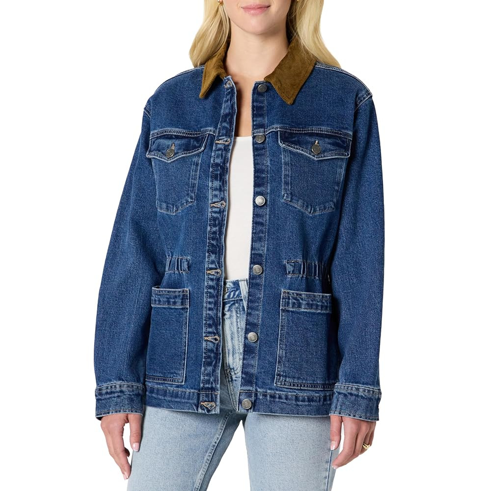 Amazon Essentials Women's Regular-Fit Low Stretch Denim Cinched Waist Barn Jacket | Amazon (US)