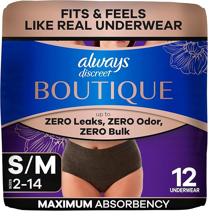 Always Discreet Boutique Incontinence and Postpartum Underwear for Women, Maximum Protection, Sma... | Amazon (US)