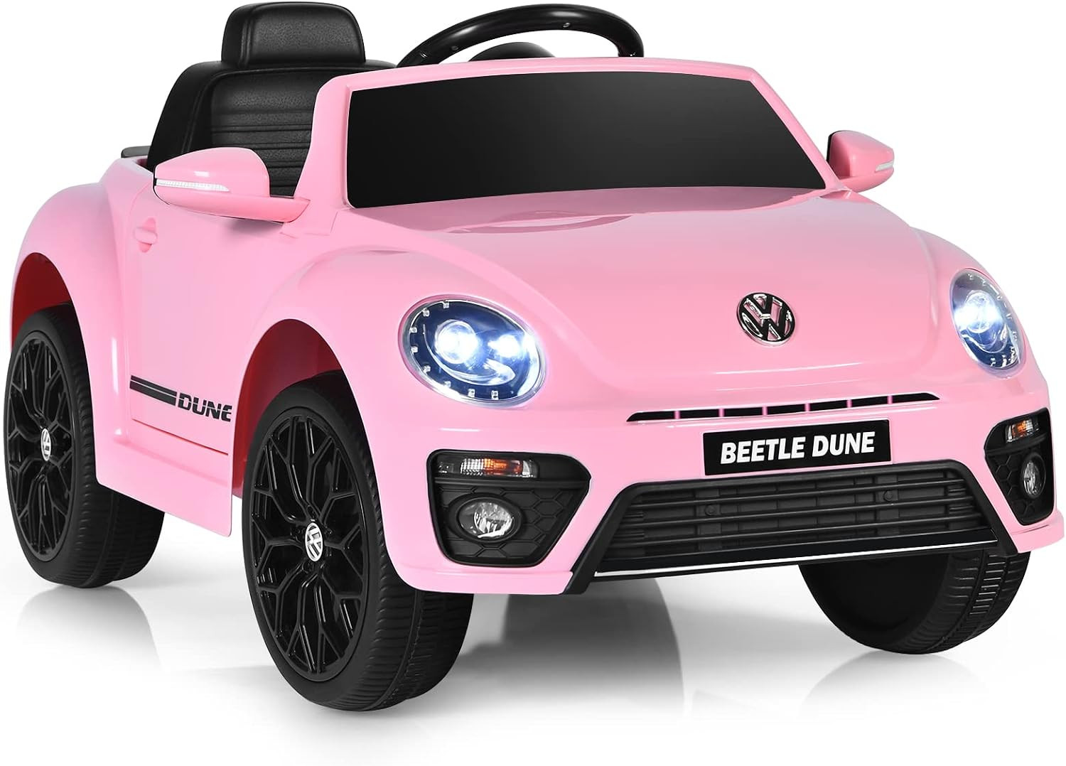 Costzon Ride on Car, 12V Licensed Volkswagen Beetle Battery Powered Vehicle w/Remote Control, Spring Suspension, Lights, USB, Horn, Music, 4 Wheeler for Boy Girl Gift, Electric Car for Kids, Pink | Amazon (US)