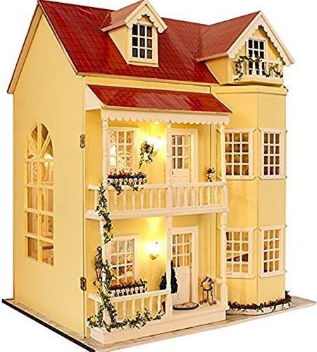 Flever Dollhouse Miniature DIY House Kit Manual Creative with Furniture for Romantic Artwork Gift-Gr | Amazon (US)