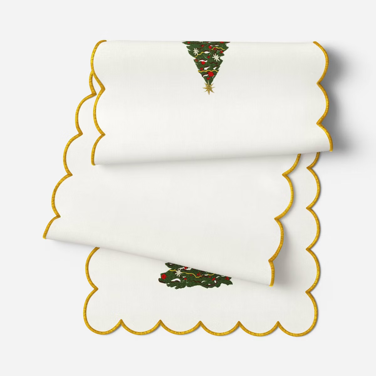72"x14" Gold Scallop with Trees Table Runner - Threshold™ | Target