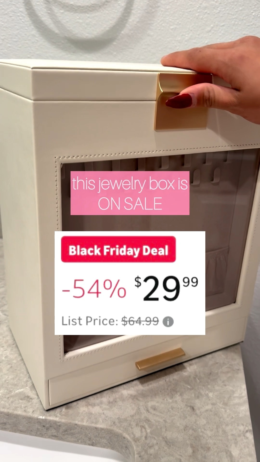 My jewlery box is over 50% OFF RIGHT NOW! Such a great organizer but even a perfect gift idea for a jewlery lover! 🎀💍💎😍🎁 #LTKhome #LTKblackfriday #LTKsale #LTKjewelry #LTKgiftidea #LTKgiftguide #LTKorganizer #LTKcloset 

#LTKGiftGuide #LTKCyberWeek #LTKBeauty