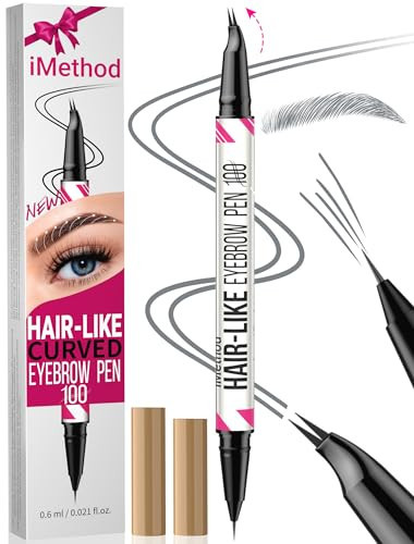 iMethod Curved Eyebrow Pen - 2-in-1 Dual-Ended Microblading Eyebrow Pencil with Curved Tip and Precise Brush-Tip, Lasts All-Day, Grey | Amazon (US)