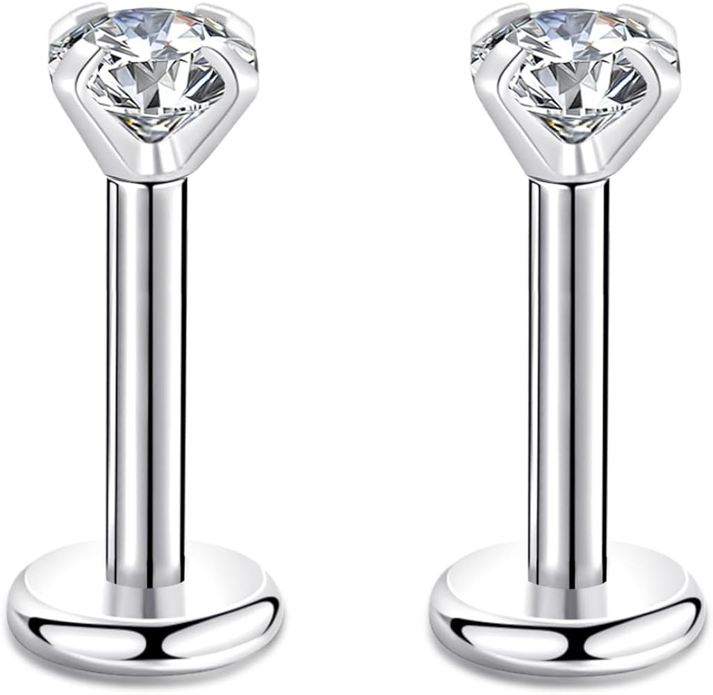 Candyfancy 16g 6mm/8mm Bar 2/3/4mm Cubic Zirconia Gem Ear Cartilage Tragus Helix Studs Earrings L... | Amazon (UK)