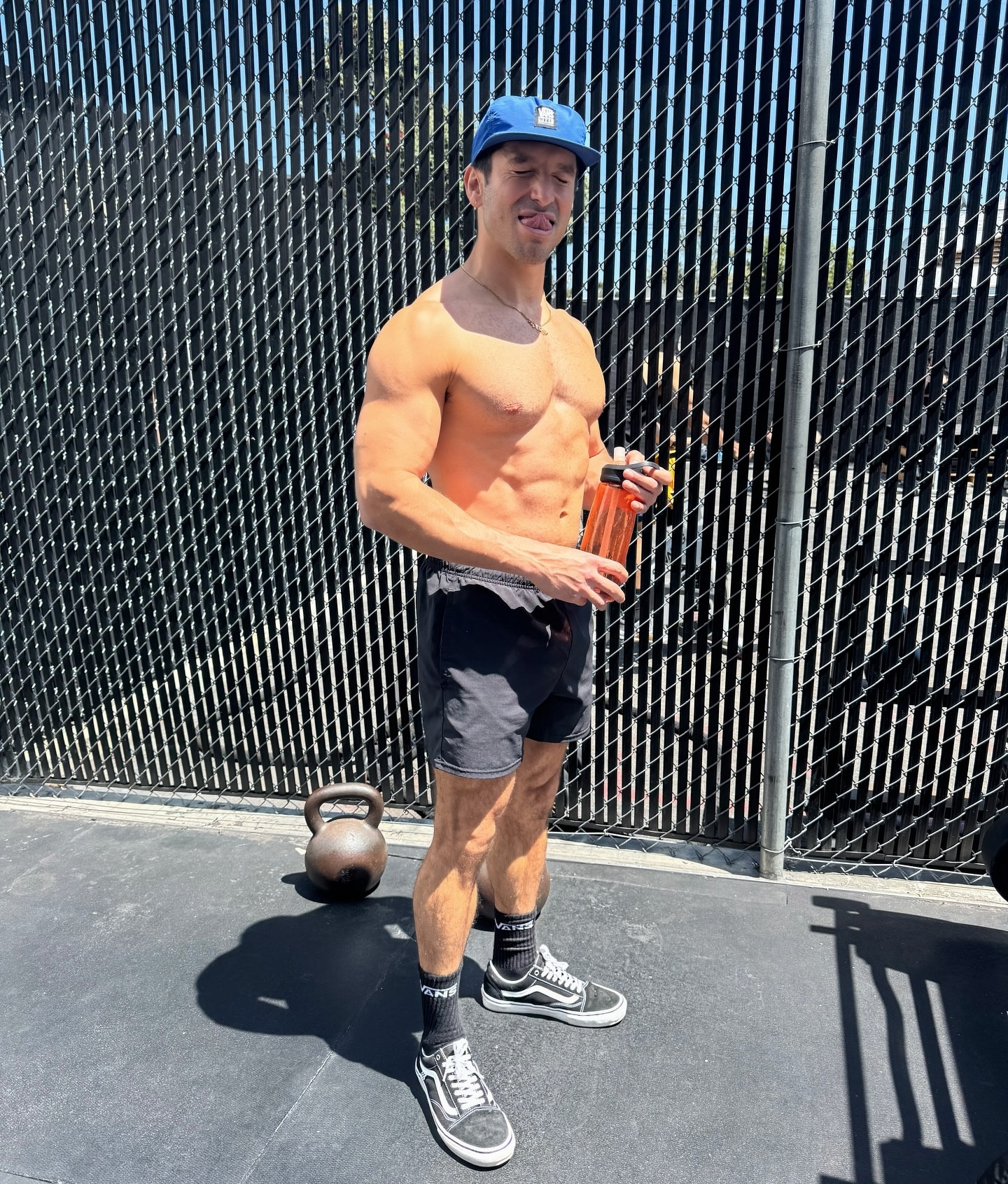 On the third set, He appeared. No but seriously, Arnold walked by and I almost died.  Happy #Easter from @goldsgymvenice1