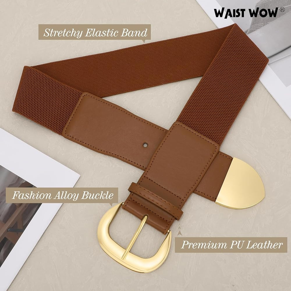 Women Wide Elastic Waist Belt for Dresses Fashion Thick Stretchy Belt for Trendy | Amazon (US)