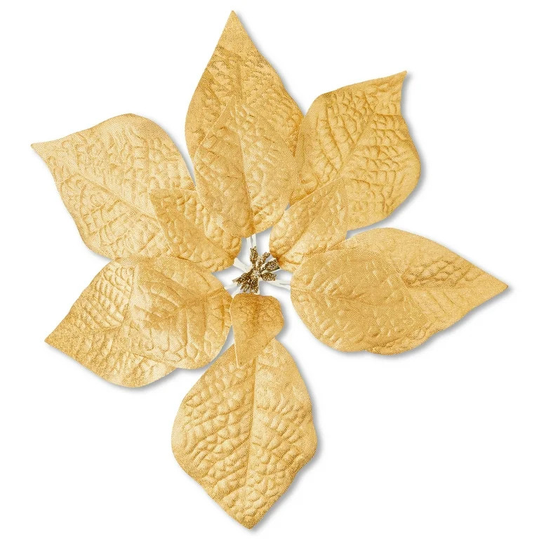Poinsettia Christmas Clip Ornament, Gold, 11", by Holiday Time - Walmart.com | Walmart (US)