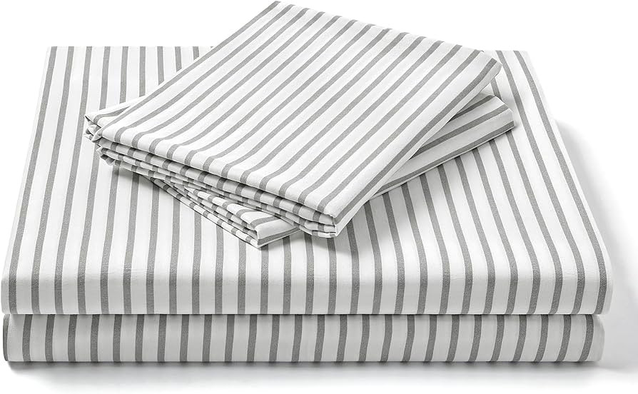 FreshCulture Queen Sheet Set - Ultra Soft Striped Sheets - Brushed Microfiber - Deep Pockets up t... | Amazon (US)