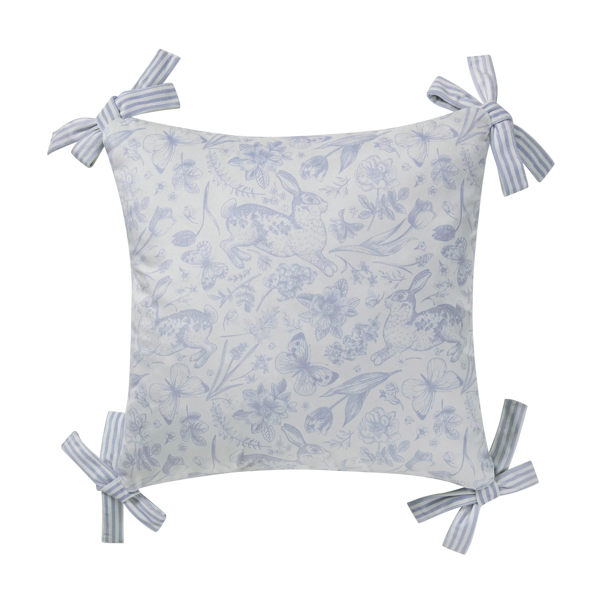 Blue Bunny Toile Printed Dutch Velvet Easter Pillow, 20" x 20", by My Texas House | Walmart (US)