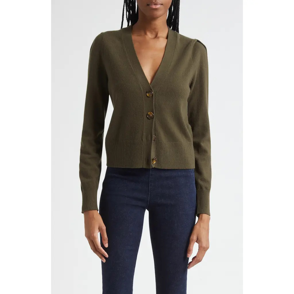 Veronica Beard Solene Cashmere Cardigan in Cypress at Nordstrom, Size Medium | Nordstrom