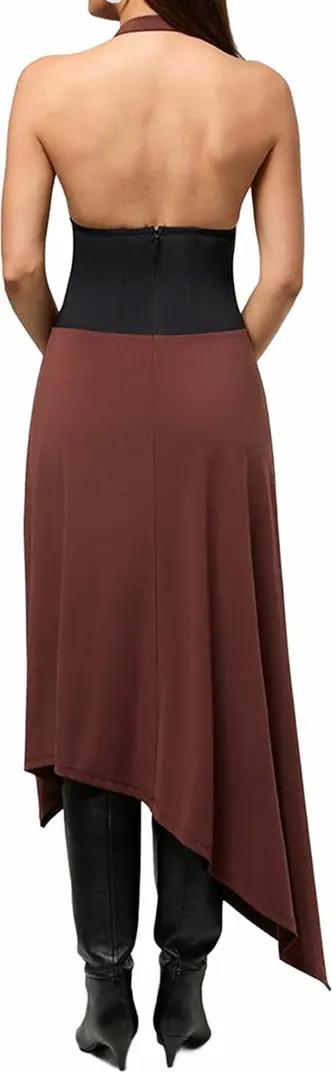 WeWoreWhat Corset Halter Asymmetrical Midi Dress | Nordstrom | Nordstrom