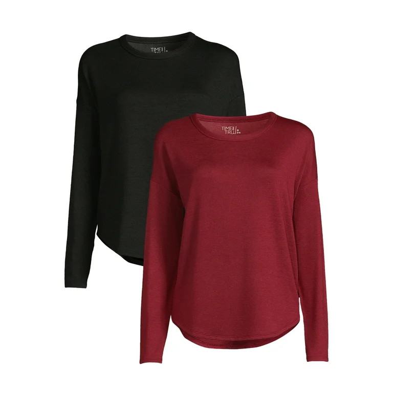 Time and Tru Women's Long Sleeve Hacci Top (2 Pack) | Walmart (US)