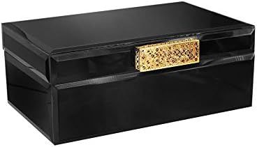 American Atelier 1280200 Glass Jewelry Box with Clasp-Black/Gold,black | Amazon (US)