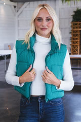 Miloh Zip Up Puff Vest, Green | North & Main Clothing Company