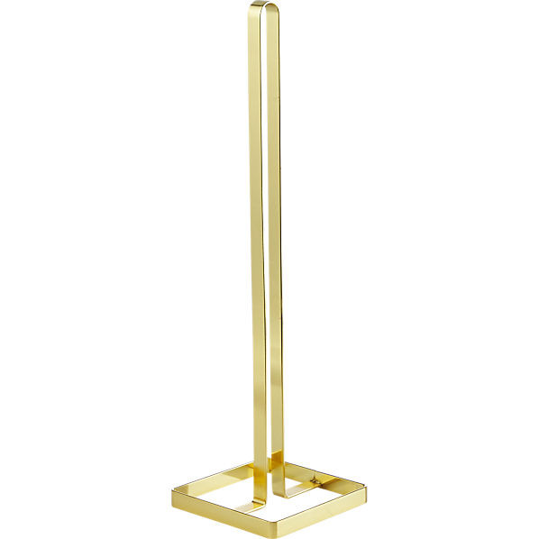 brushed brass toilet paper storage tower | CB2