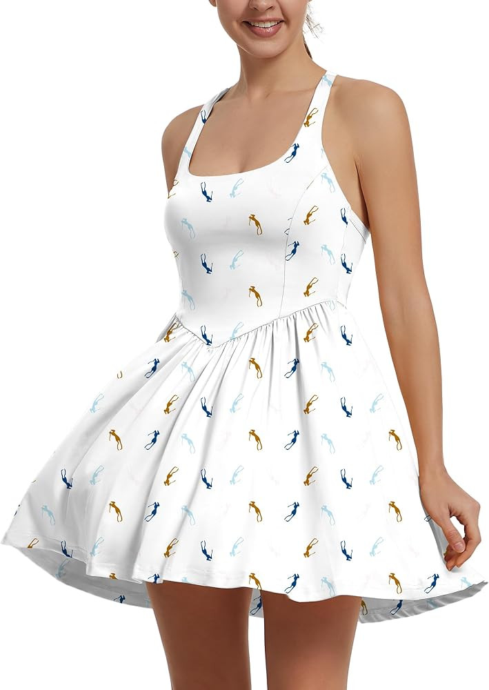Womens Tennis Golf Dress Shorts and Pockets Back-Cross Design Strappy Lightweight Soft Two-Piece ... | Amazon (US)