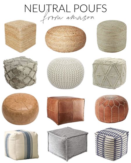 Lots of great neutral poufs from Amazon!  I’m loving the selection of styles, shapes, colors and materials including seagrass, jute, leather and wool.  Many are under $75!  

look for less home, designer inspired, beach house look, amazon haul, amazon must haves, home decor, Amazon finds, Amazon home decor, simple decor, poufs, square poufs, amazon furniture, amazon accent furniture, woven poufs, leather poufs, jute poufs, round poufs, shag poufs, amazon ottoman, living room decor, neutral design, simple decor, coastal decorating, coastal design, coastal inspiration #ltkfamily #LTKRefresh #ltkfind  

#LTKSeasonal #LTKstyletip #LTKunder50 #LTKunder100 #LTKhome #LTKsalealert #LTKunder100 #LTKstyletip #LTKhome