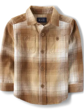 Baby And Toddler Boys Dad And Me Plaid Flannel Button Up Shirt - bunnys tail | The Children's Place