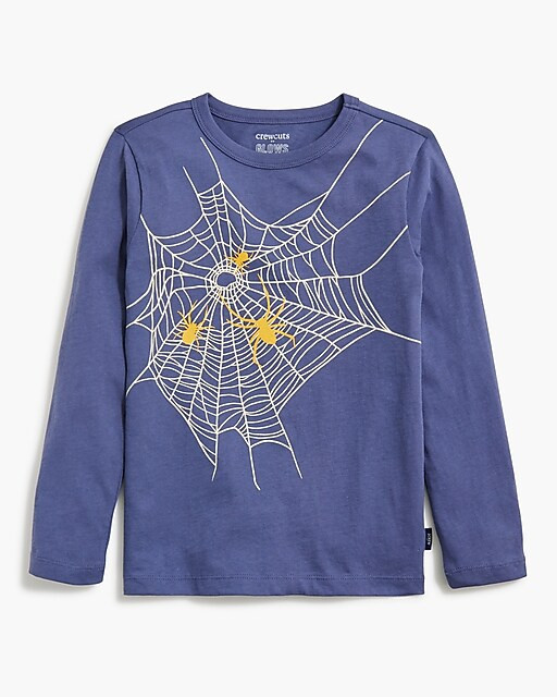 Boys' long-sleeve glow-in-the-dark spiderweb tee | J.Crew Factory