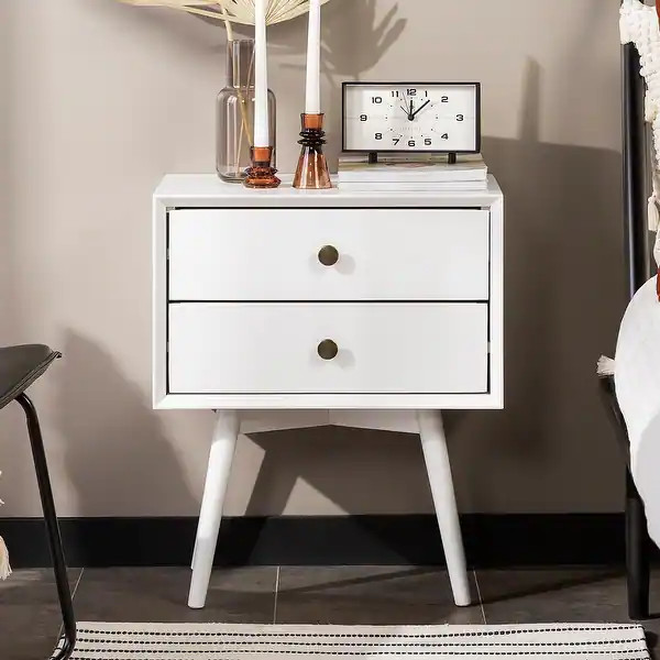 Middlebrook Mid-century Modern Solid Wood 2-drawer Nightstand - Black | Bed Bath & Beyond