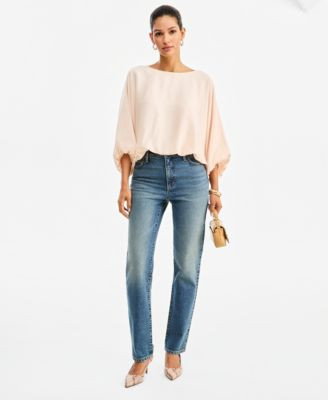 I.n.c. International Concepts Women's High-Waist Straight-Leg Jeans, Macy's Exclusive - Bruno Wash | Macy's