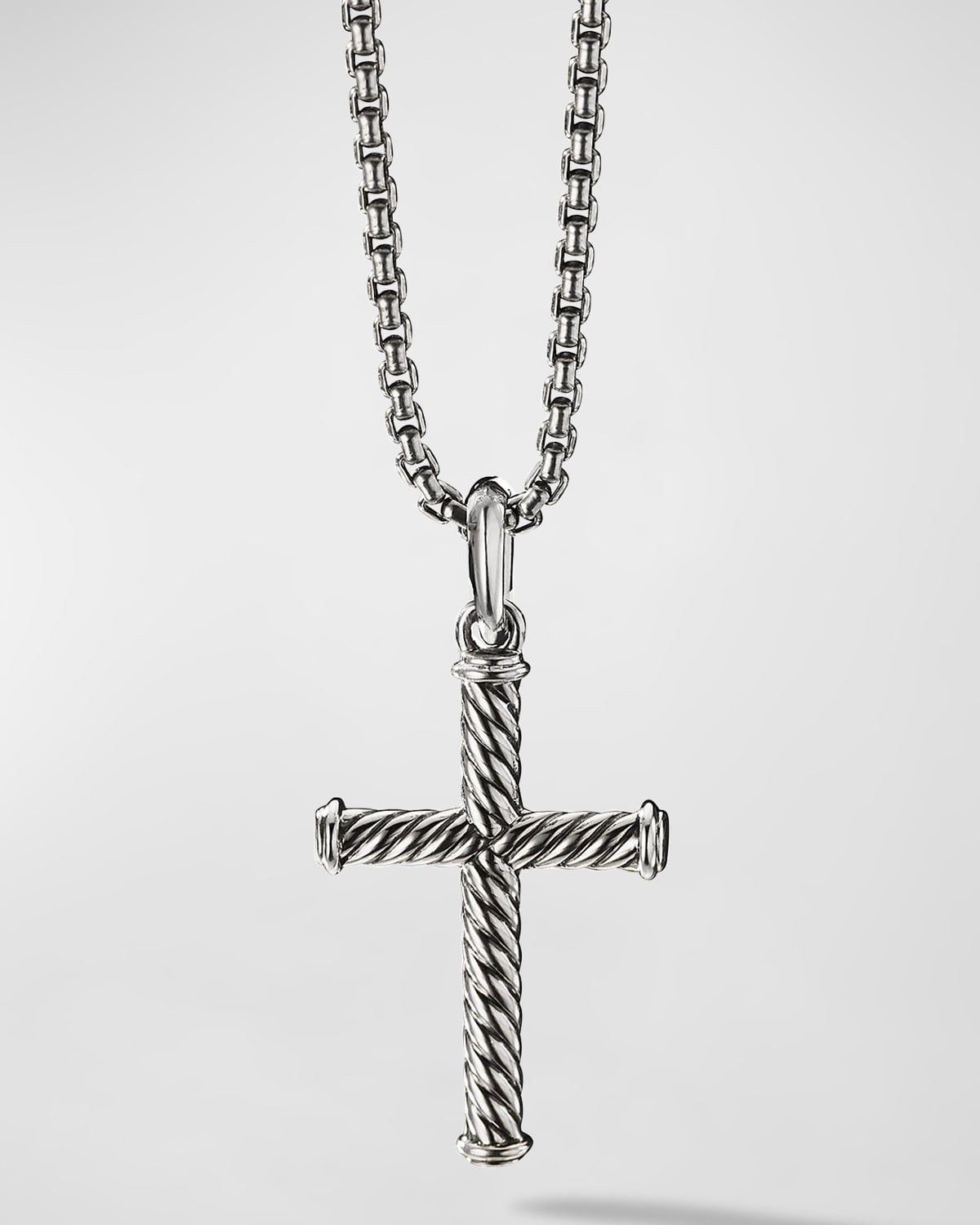 Men's Cable Cross Pendant in Silver, 35mm | Neiman Marcus