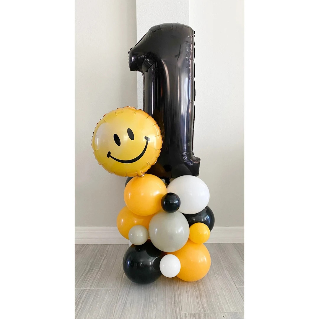 Happy Dude Balloon Tower Kit One Happy Dude Balloon Column Rad Dude Party Groovy Party Retro One ... | Etsy (US)