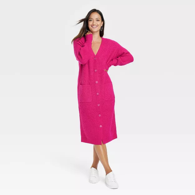 Women's Long Sleeve Button-Front Sweater Dress - A New Day™ | Target