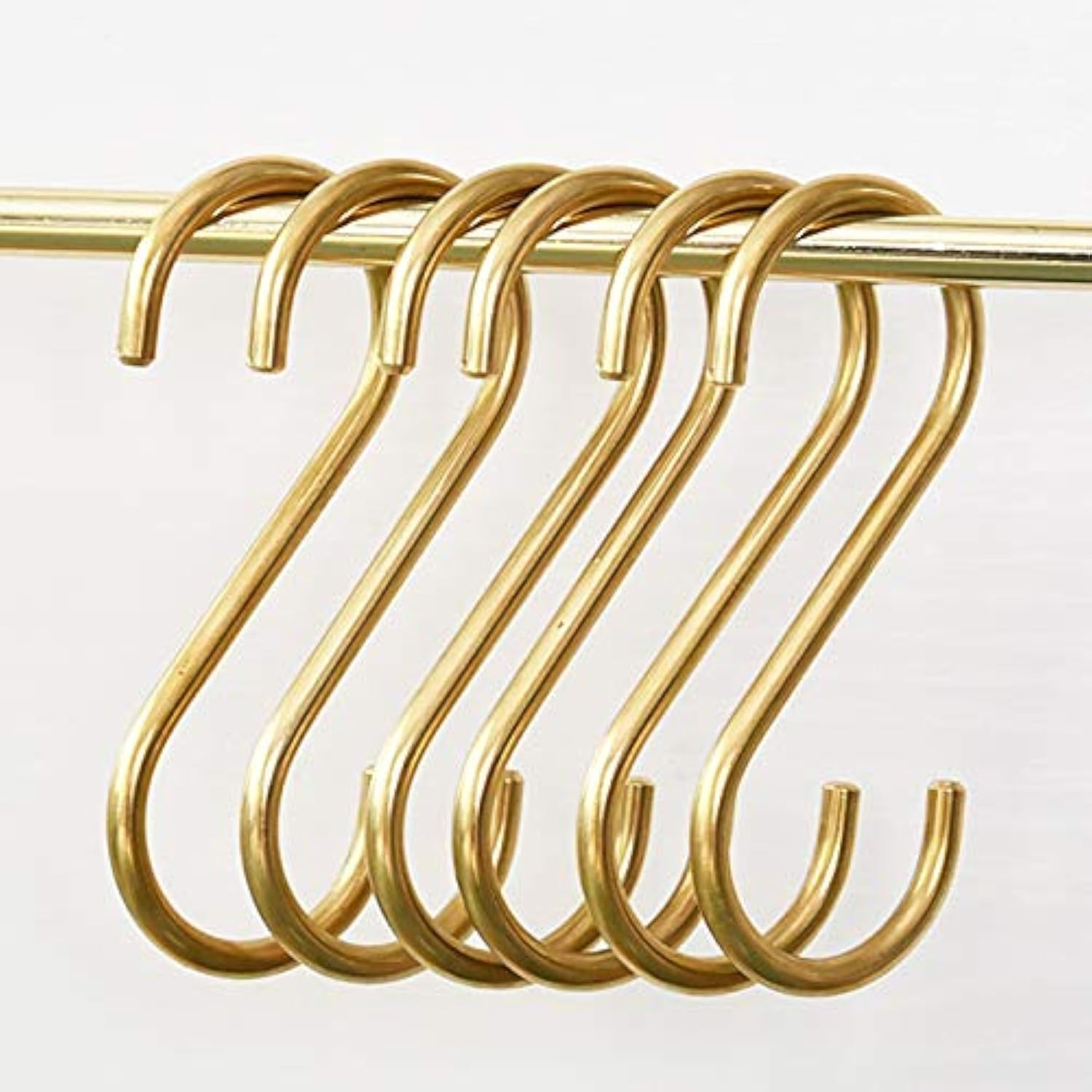 YANGQIHOME 6 Pieces, Brass S Shaped Hooks, Gold Coat Clothes Towel Hangers, Kitchen Pots Pans Cof... | Amazon (US)
