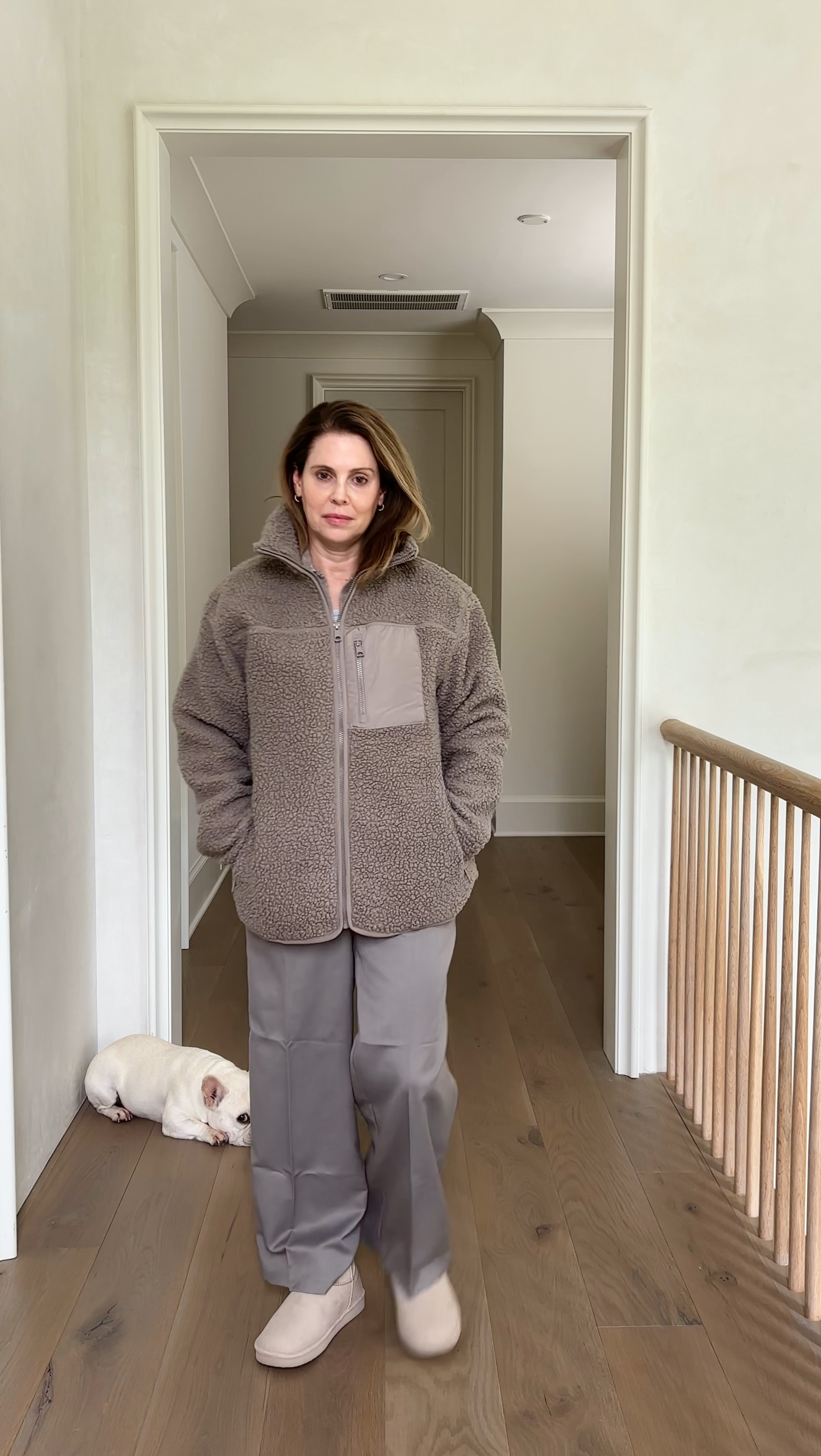 I love dressing down these neutral dress pants from H&M with sherpa boots and a fleece jacket.  The pants are selling out fast so I'm linking another one that's similar and cute.  I'm wearing a size 2, but need to size up.  I would say they fit true to size--I just ordered too small 😉


Affordable fall outfit
Neutral sweatshirt 
Sweater set
Neutral pants
Slim joggers
Modal sweatshirt 
Looks for less
Activewear 
Casual wear
Travel outfit

#LTKfindsunder50
#LTKtravel

#LTKVideo #LTKOver40 #LTKWorkwear