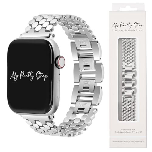 Honeycomb Band Compatible with Apple Watch - Stainless Steel for Women (38MM / 40MM / 41MM, Silver Gem) | Amazon (US)