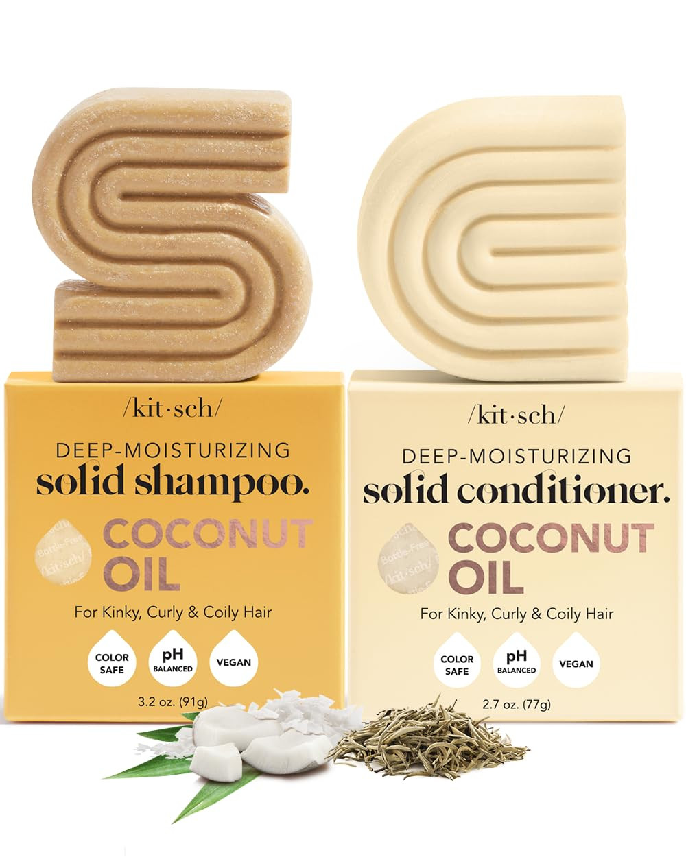 Kitsch Deep Moisturizing Coconut Oil Shampoo and Conditioner Set for Dry Damaged Hair, Hydrating ... | Amazon (US)
